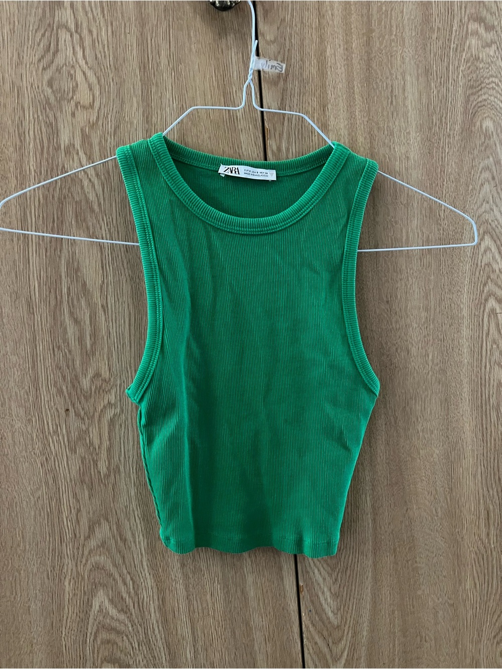 Zara Bright Green Ribbed Tank Top